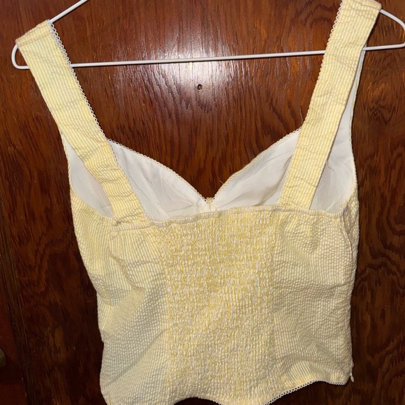 COTTON-BLEND SWEETHEART STRIPE SHIRRED BOWKNOT TANK TOP - Picture 3 of 4